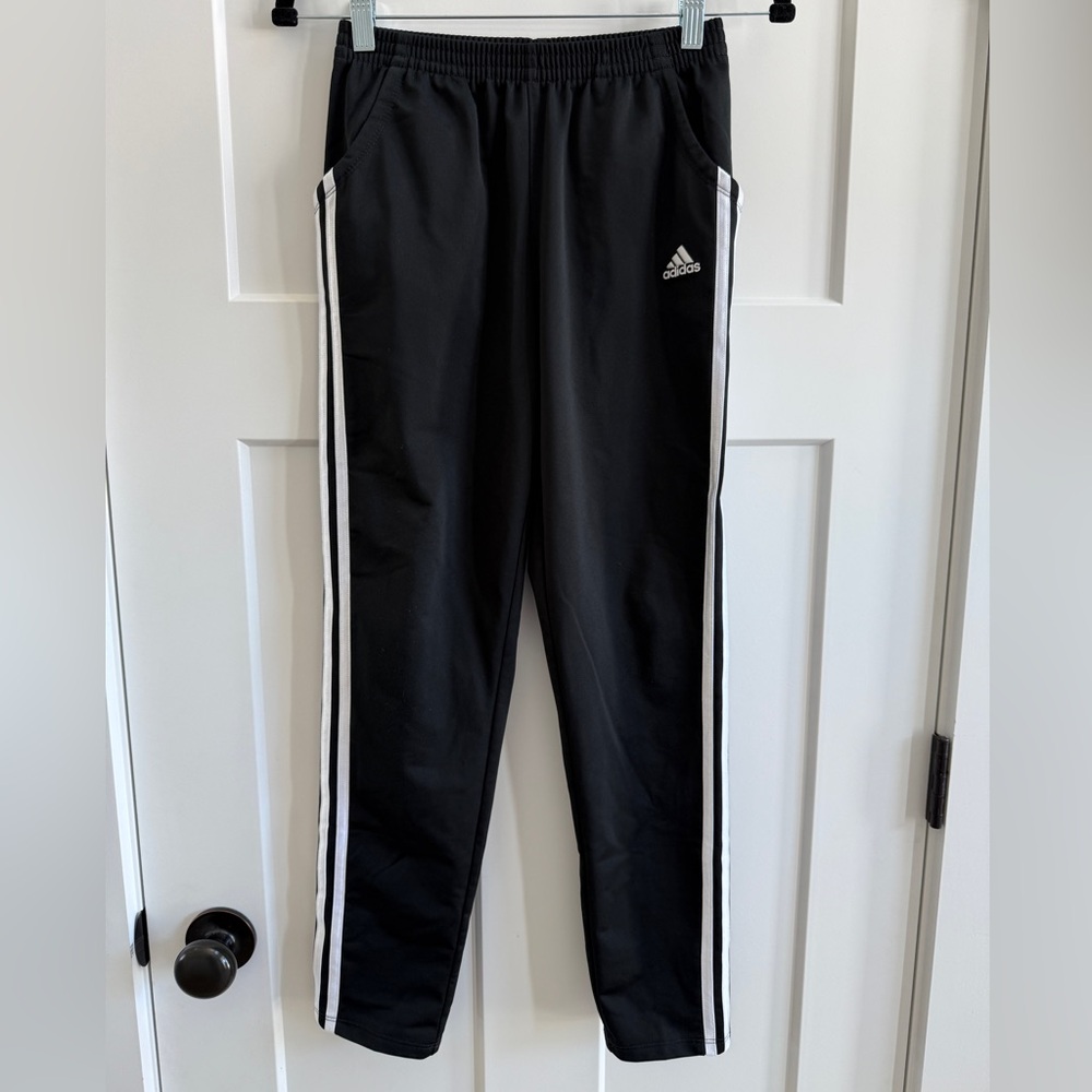 Adidas Black Joggers with White Strips Size Kids Large 12 B23